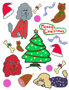 Poodle Christmas Sticker Set- Print on Demand